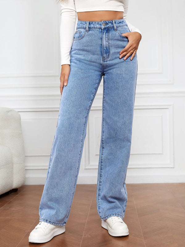 Youth Brand High Waist Washed Straight Leg Jeans