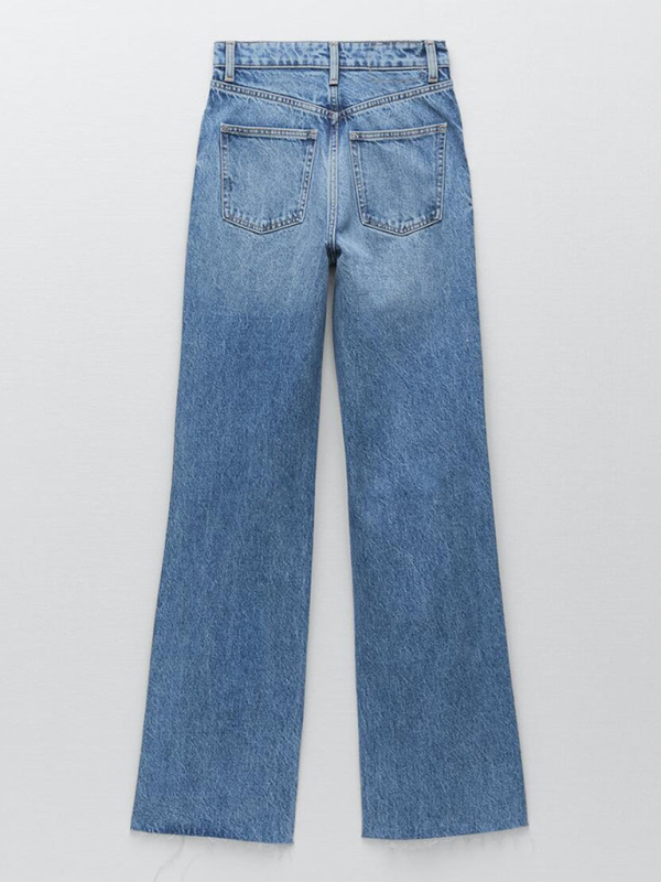 Youth Brand versatile ripped blue wide leg jeans